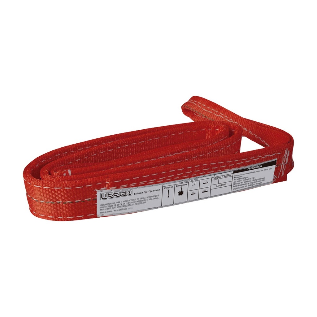 Eslinga de poliéster plana tipo ojo-ojo reforzada 4" x 5 m, 4 capas Urrea