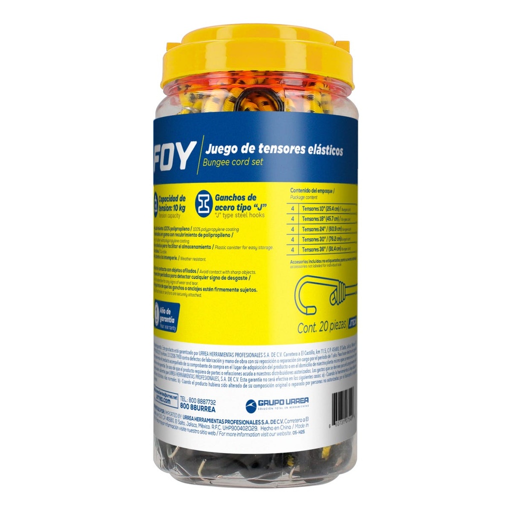Juego de tensores elásticos, 20 piezas Foy