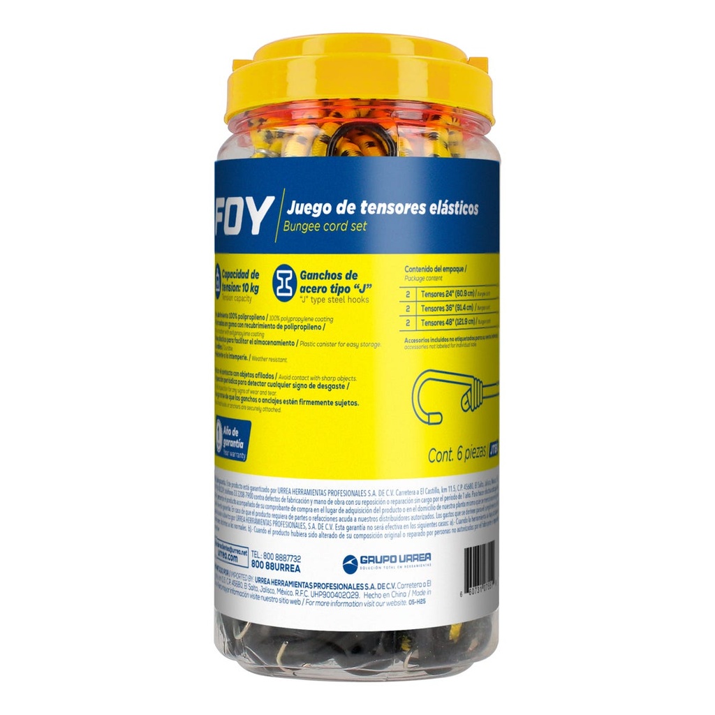 Juego de tensores elásticos, 6 piezas Foy