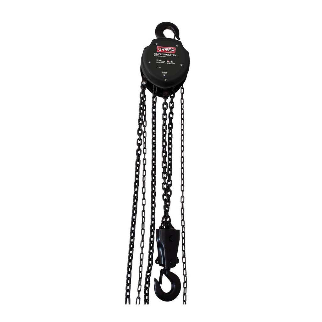 Polipasto manual doble freno cadena 6 m, 1 ramal, 0.5 ton Urrea