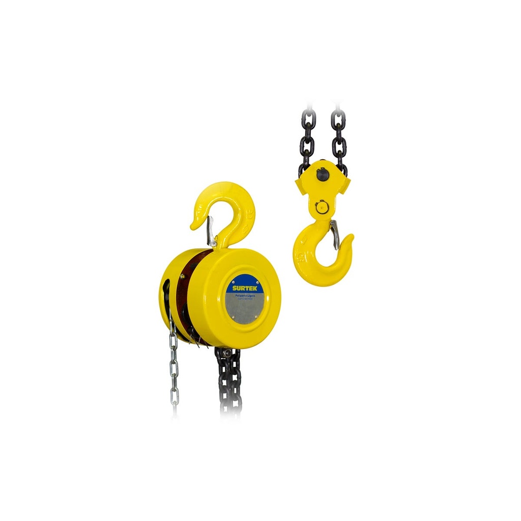 Polipasto manual de cadena 2.5 m, 1 ramal, 0.5 ton Surtek