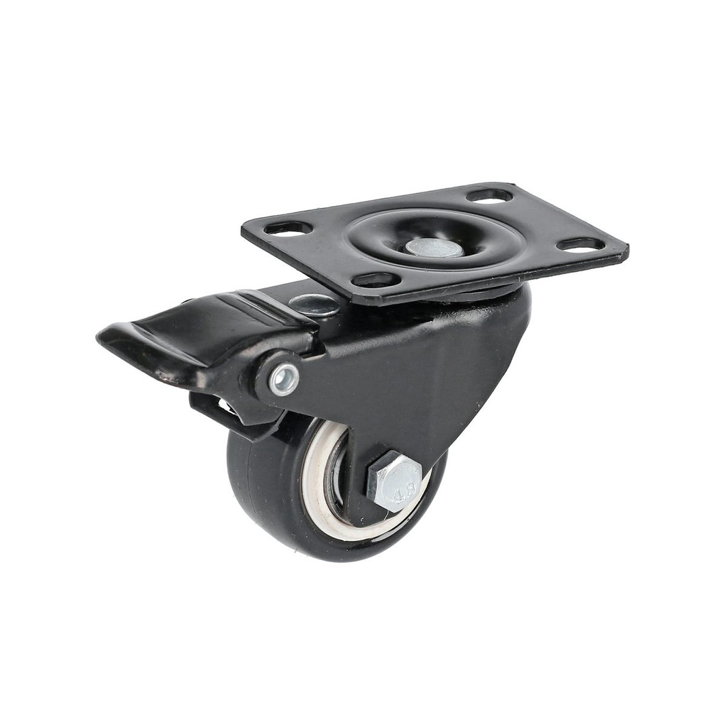 Rodaja de PVC negro con placa giratoria con freno 3" Surtek