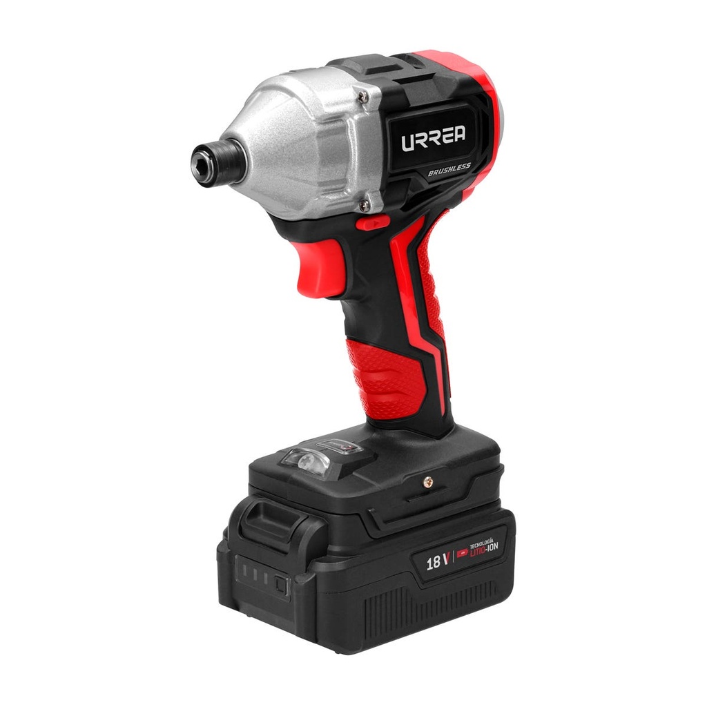 Atornillador de impacto 1/4" a batería Litio-ion 18 V, 350, 280, 215 Nm Urrea