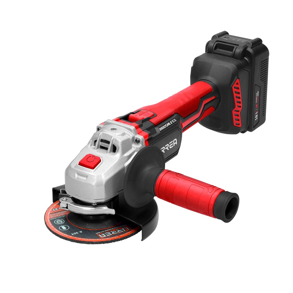 Esmeriladora angular inalámbrica  4-1/2" - 5" a batería Litio-ion 18 V, 4Ah Urrea