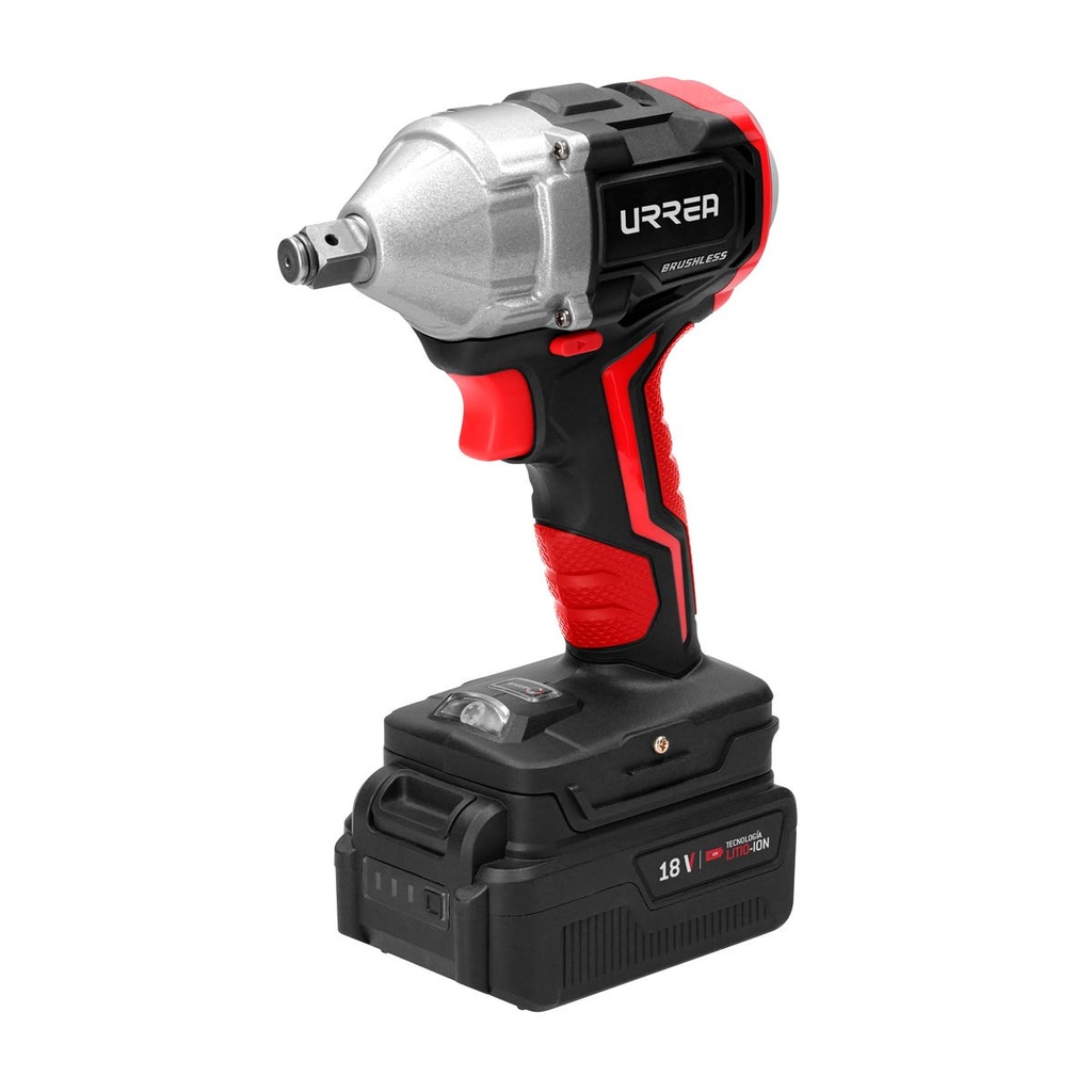 Pistola de impacto 1/2" a batería Litio-ion 18 V, 350, 280, 215 Nm Urrea