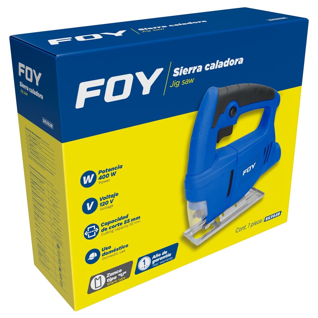 Sierra caladora pendular 400 W, 120 V, 3300 RPM Foy