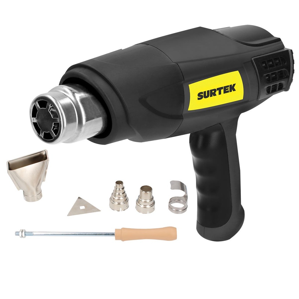 Pistola de calor enfriamiento rápido 1800 W , 50° C a 550°C, 120 V, 6 acc, maletin Surtek