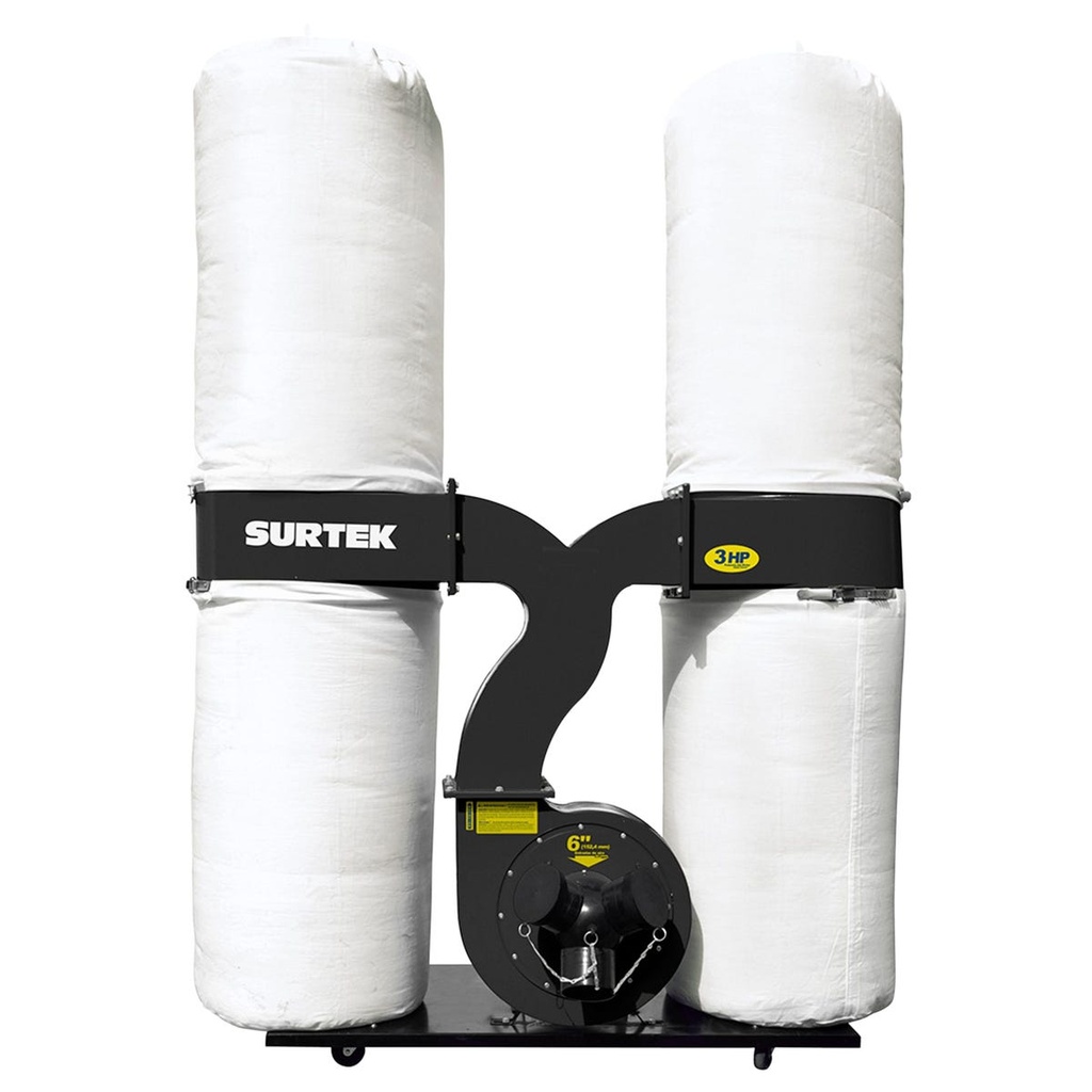 Colector de polvo con motor monofásico 3 x 4" 3 HP, 120 V, 3400 RPM Surtek