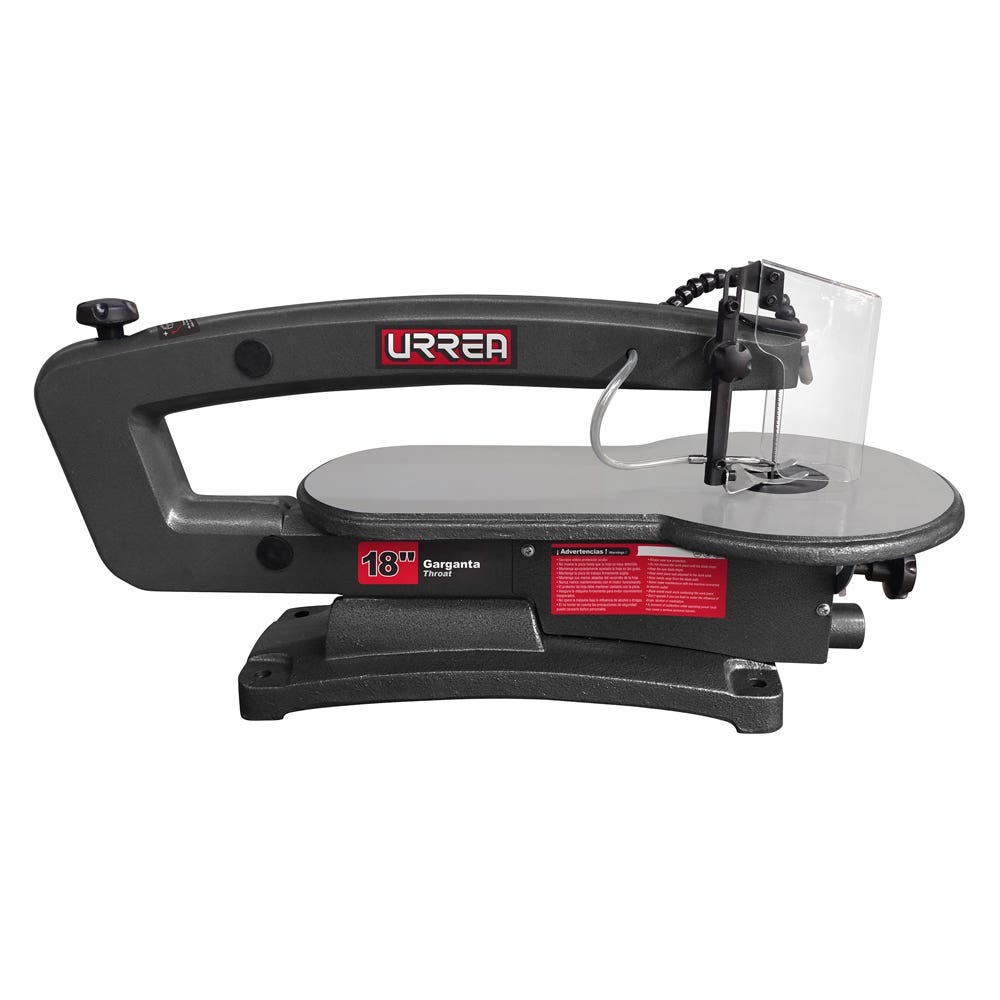 Sierra caladora de banco con puerto de expulsión de residuos, 18", 90 W, 120 V, 1600 RPM Urrea