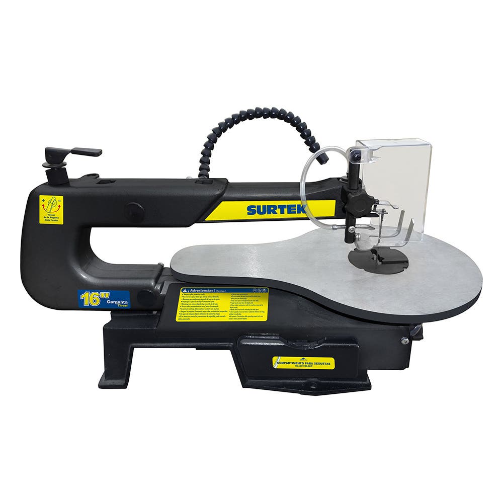 Sierra caladora de banco con compartimiento para guardar seguetas, 16",90 W,120 V,1600 RPM Surtek