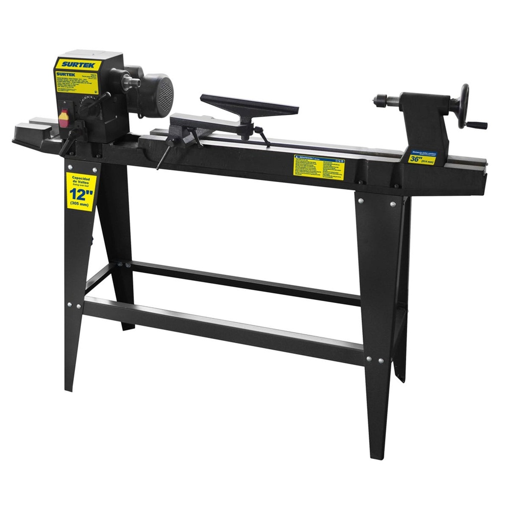 Torno para madera velocidad variable 12" 3/4 HP, 550 W, 120 V, 2400 RPM Surtek