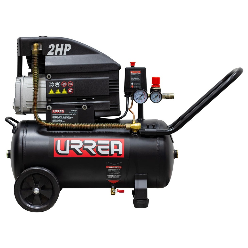Compresor de aire eléctrico lubricado 25L, 2HP, 127V Urrea