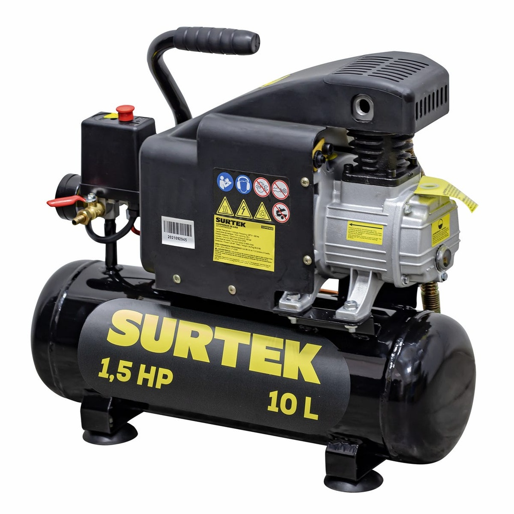 Compresor de aire eléctrico lubricado 10L, 1.5HP, 127V Surtek
