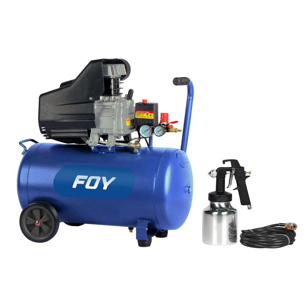 Compresor de aire eléctrico lubricado con pistola y manguera 40 Lt 2 HP 120 V Foy