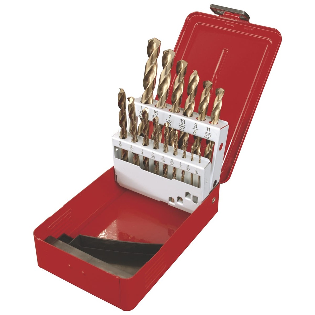 Juego de brocas con cobalto de acero de alta velocidad zanco recto, 15 piezas Urrea