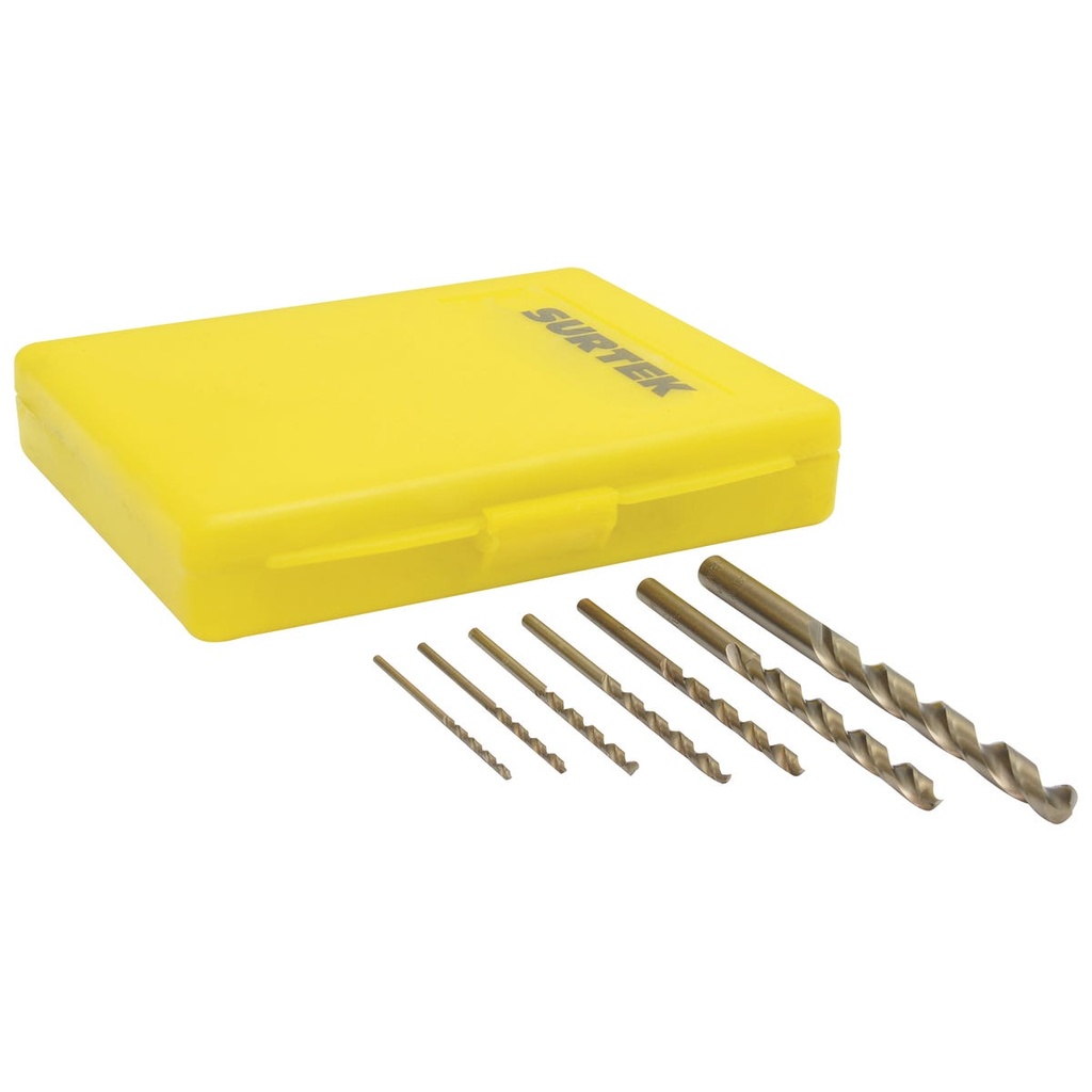 Juego de brocas con cobalto de acero de alta velocidad zanco recto, 7 piezas Surtek