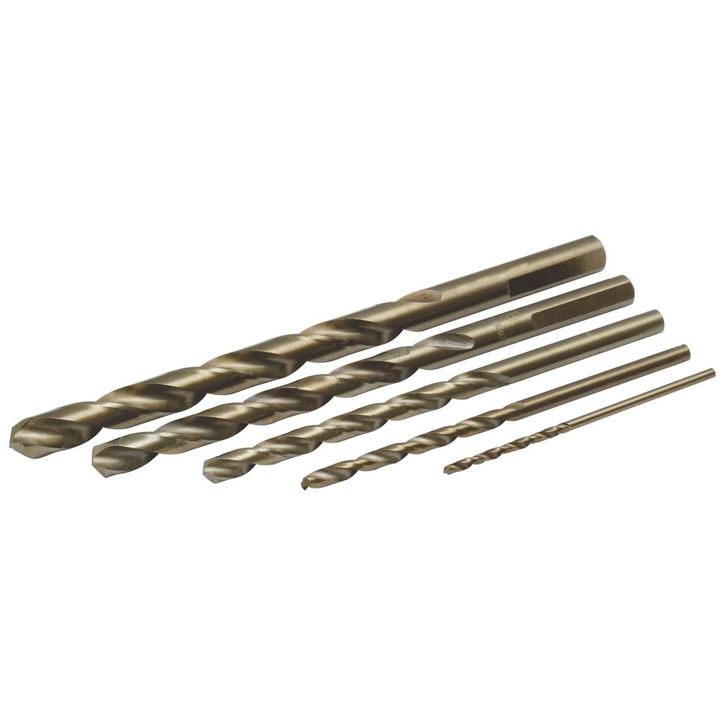 Juego de brocas con cobalto de acero de alta velocidad zanco recto, 5 piezas Surtek