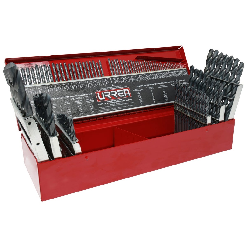 Juego de brocas negras de acero de alta velocidad zanco recto, 115 piezas Urrea