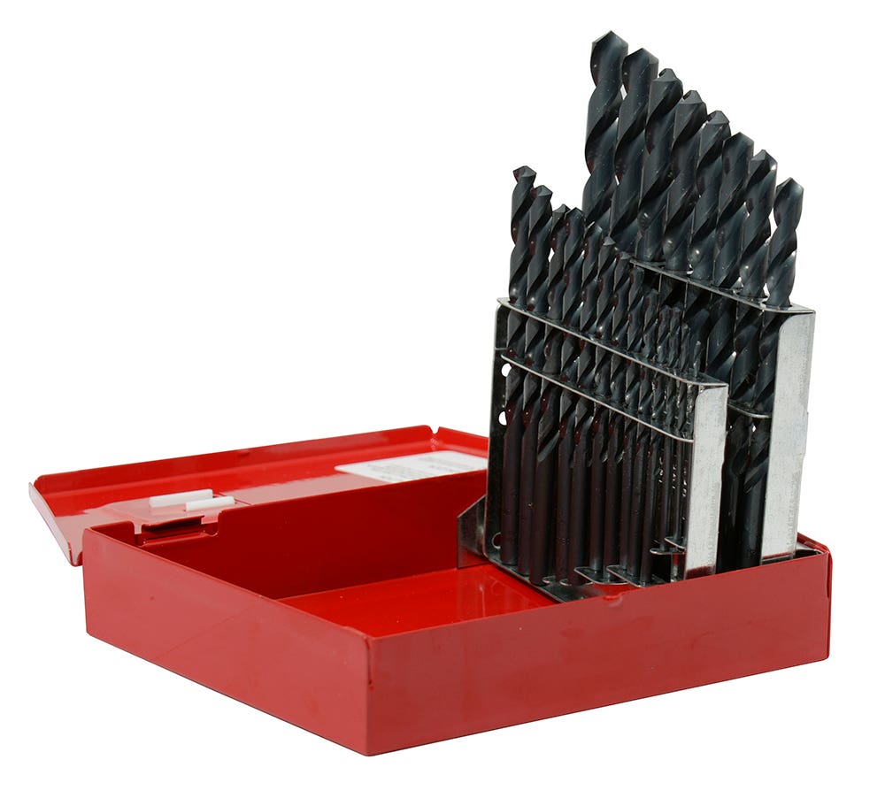 Juego de brocas negras de acero de alta velocidad zanco recto, 21 piezas Urrea