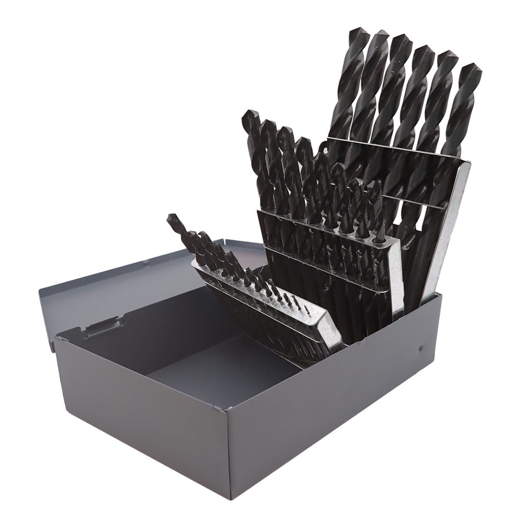 Juego de brocas negras de acero de alta velocidad métricas zanco recto, 25 piezas Urrea