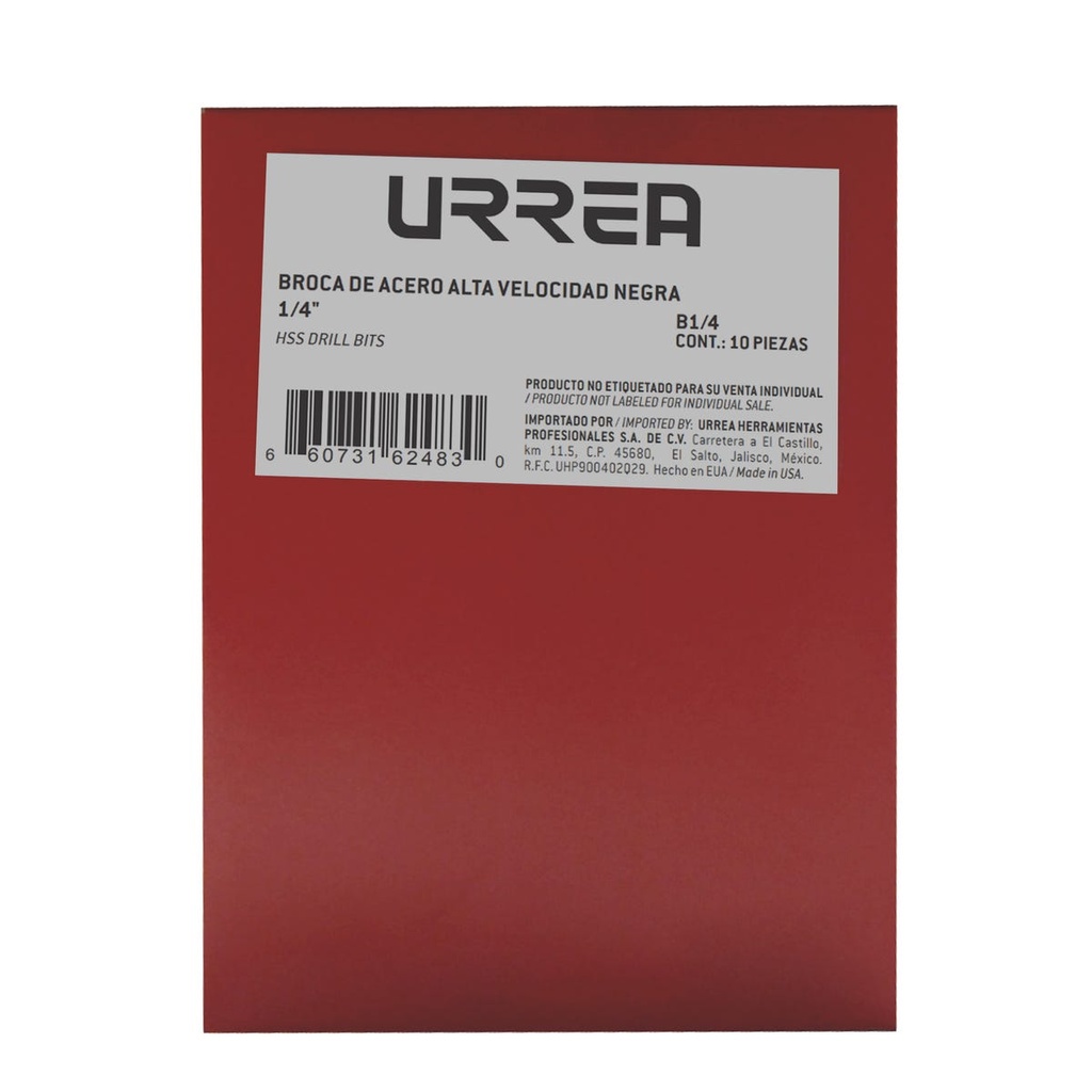 Broca negra de acero de alta velocidad numérica zanco recto #9 Urrea