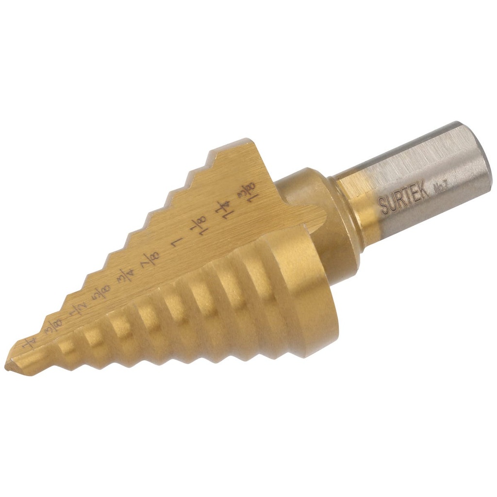 Broca escalonada de acero de alta velocidad #7, 1/4" - 1 3/8" Surtek