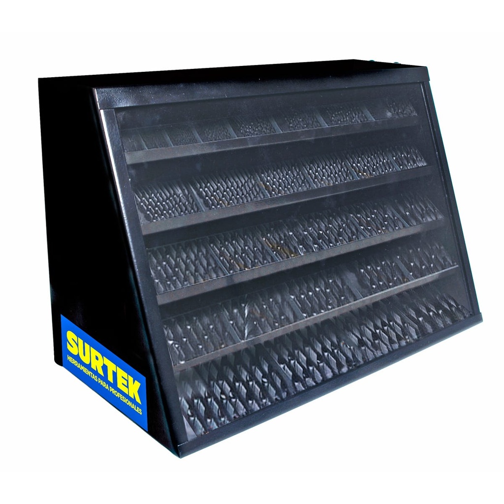 Exhibidor con brocas de acero de alta velocidad, 701 piezas Surtek