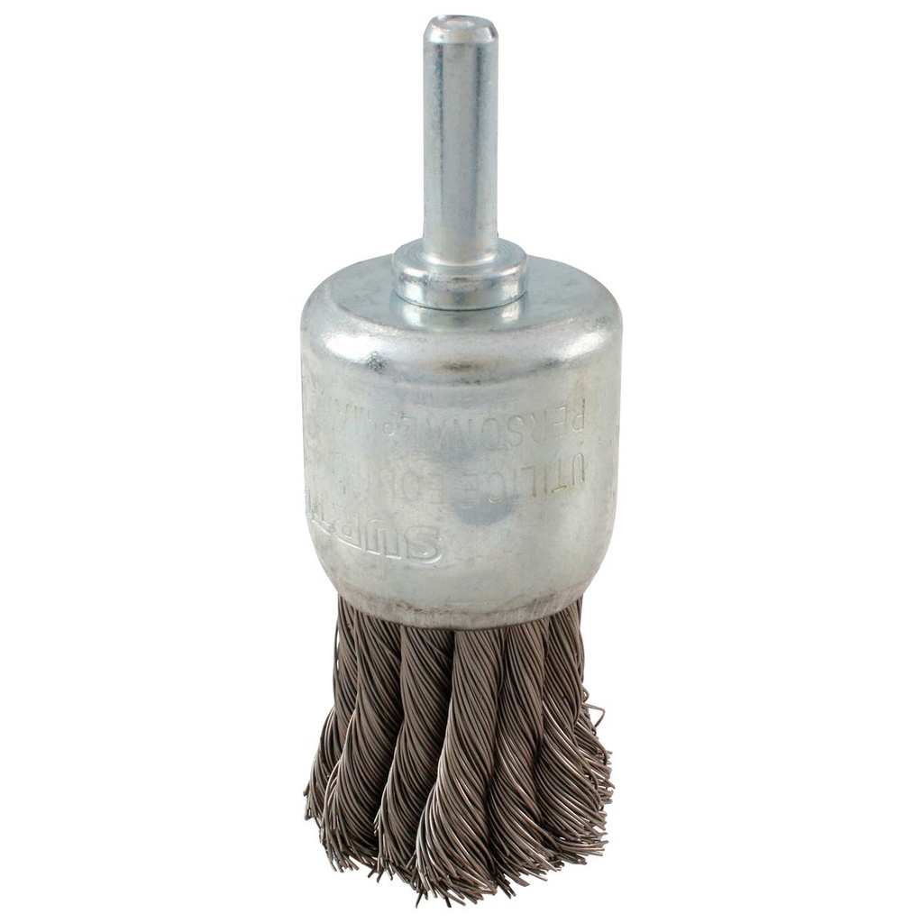 Carda tipo brocha trenzada alambre grueso 1-1/8" x 0.50 mm con zanco 1/4" Surtek