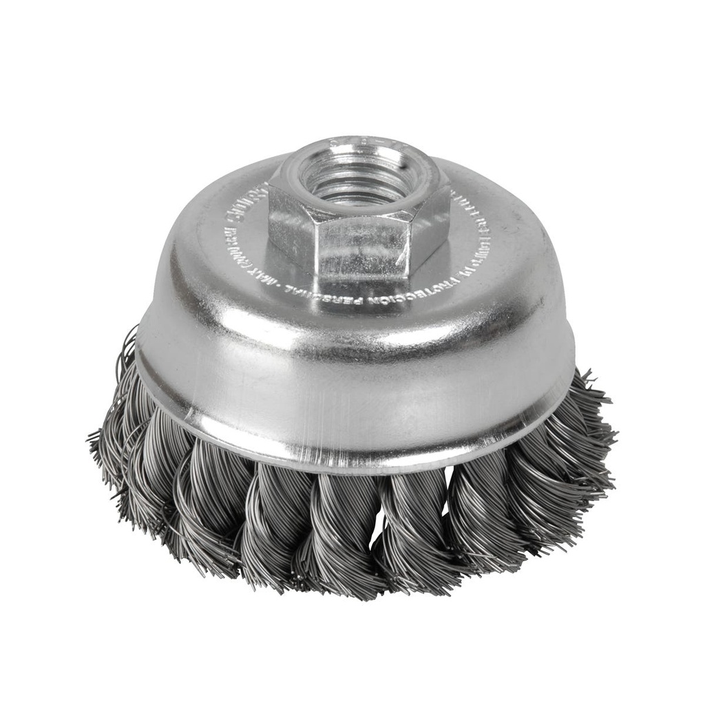 Carda copa trenzada alambre grueso 3" x 0.50 mm con rosca 5/8" Surtek