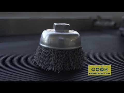 Carda copa ondulada alambre delgado 3" x 0.35 mm con rosca 5/8" Surtek