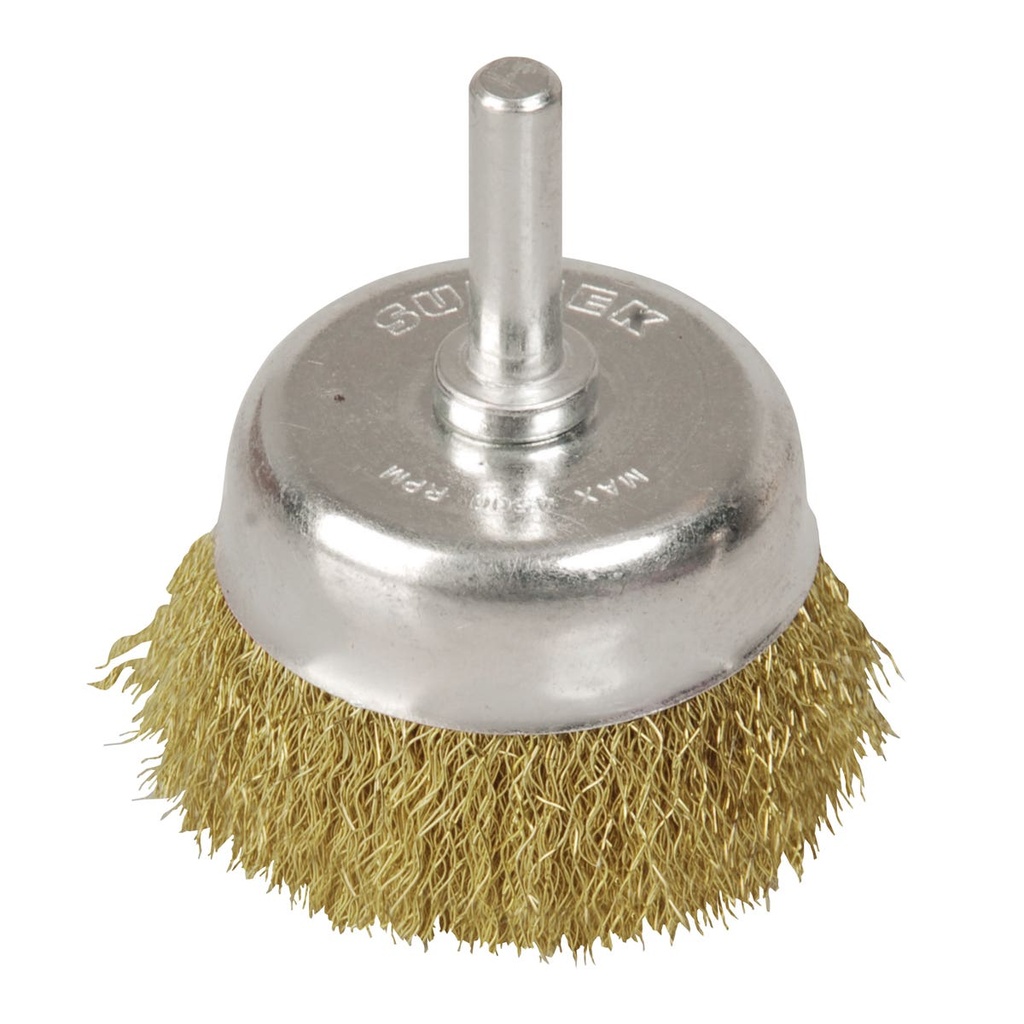 Carda copa ondulada alambre delgado 2-3/4" x 0.30 mm con zanco 1/4" Surtek