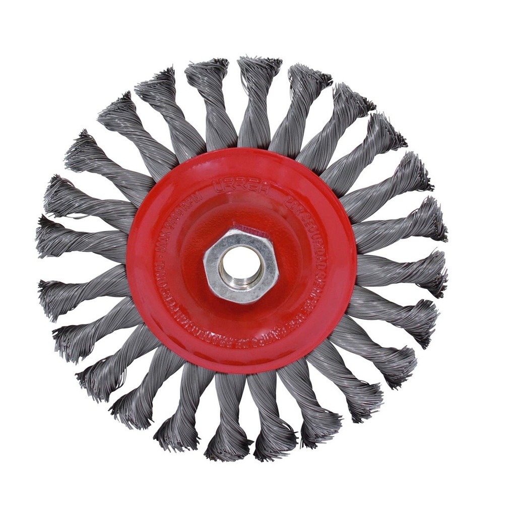 Carda circular trenzada alambre grueso 7" x 0.50 mm con rosca 5/8" Urrea