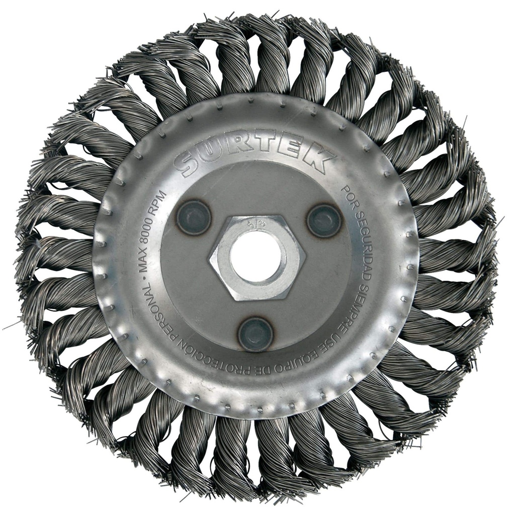 Carda circular trenzada alambre grueso 7" x 0.50 mm con rosca 7/8" Surtek