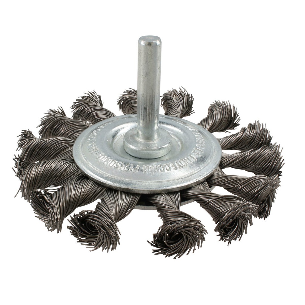 Carda circular trenzada alambre fino 3" x 0.30 mm con zanco 1/4" Urrea