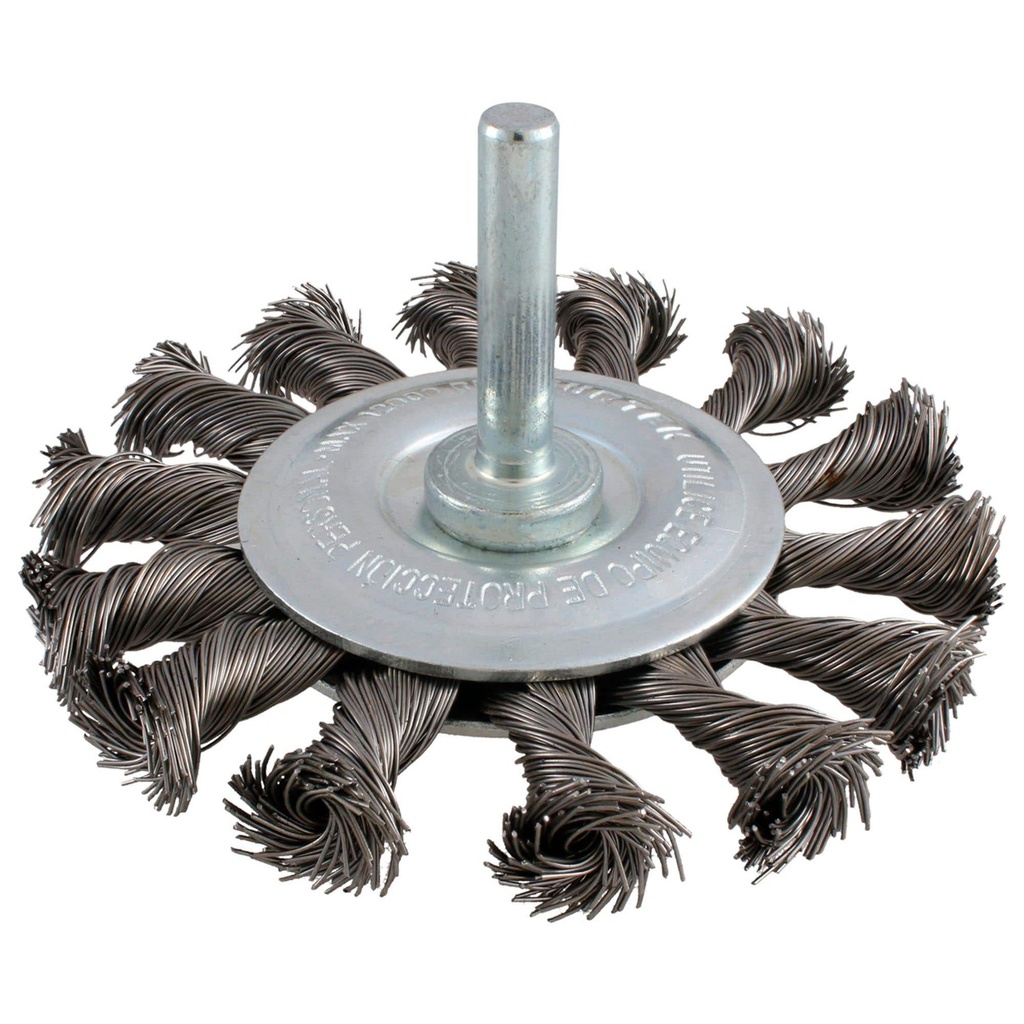 Carda circular trenzada alambre delgado 3" x 0.30 mm con zanco 1/4" Surtek