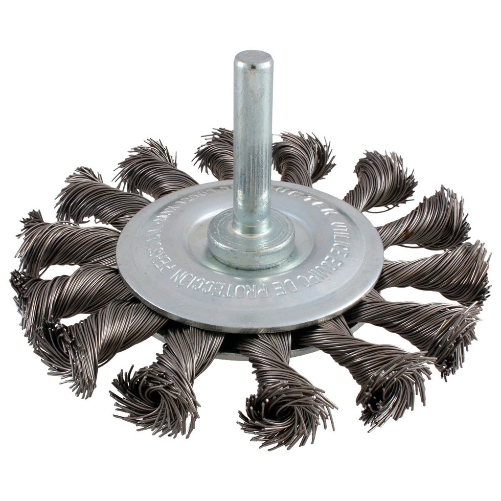 Carda circular trenzada alambre grueso 3" x 0.50 mm con zanco 1/4" Surtek