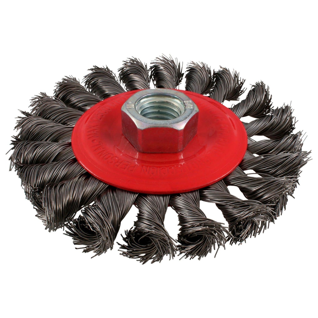 Carda circular trenzada alambre delgado 6" x 0.40 mm con rosca M14 Urrea