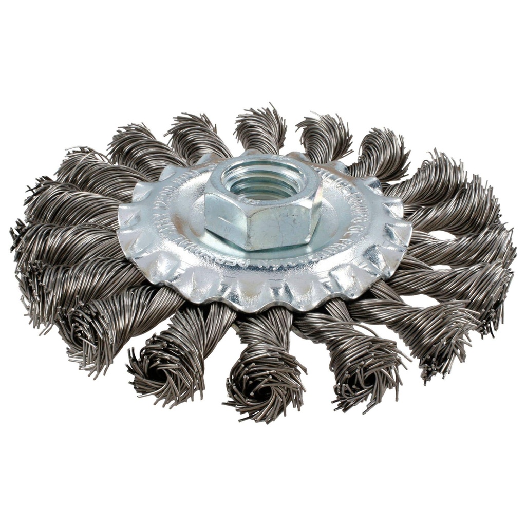 Carda circular ondulada alambre grueso 4" x 0.30 mm con rosca 5/8" Surtek