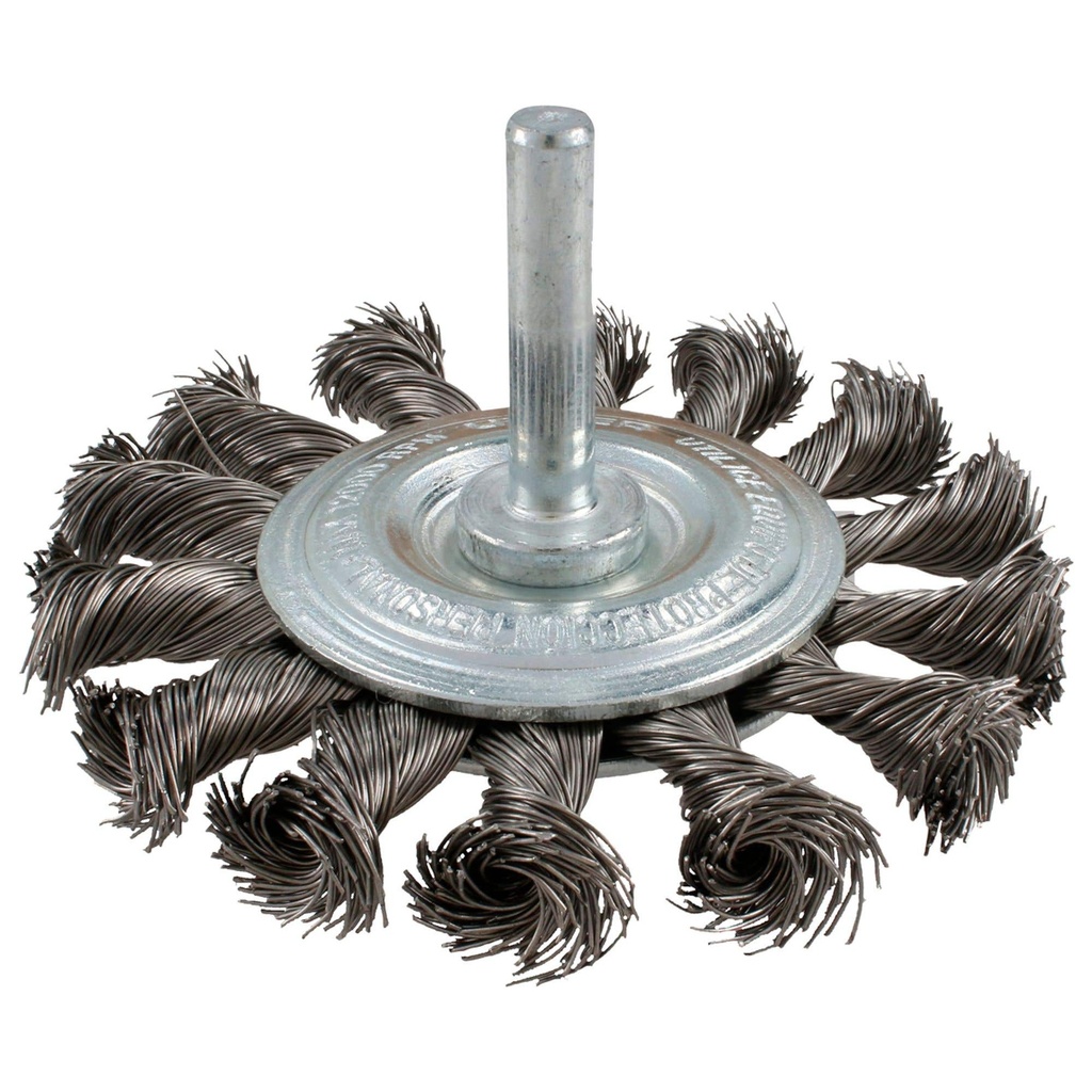 Carda circular trenzada alambre delgado 3" x 0.35 mm con zanco 1/4" Urrea