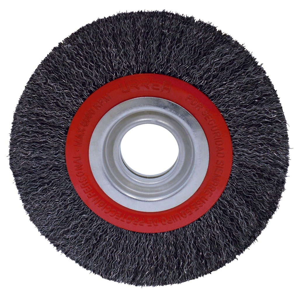 Carda circular ondulada alambre delgado para esmeril 8" x 0.35 mm multi eje Urrea