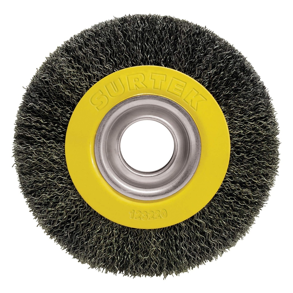 Carda circular ondulada alambre delgado para esmeril 4" x 0.30 mm multi eje Surtek