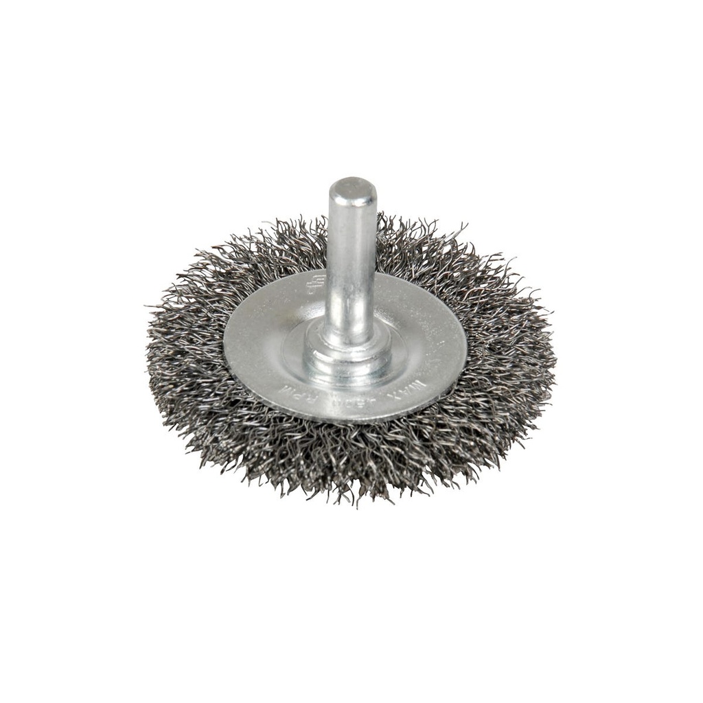 Carda circular ondulada alambre delgado 3" x 0.30 mm con zanco 1/4" Foy