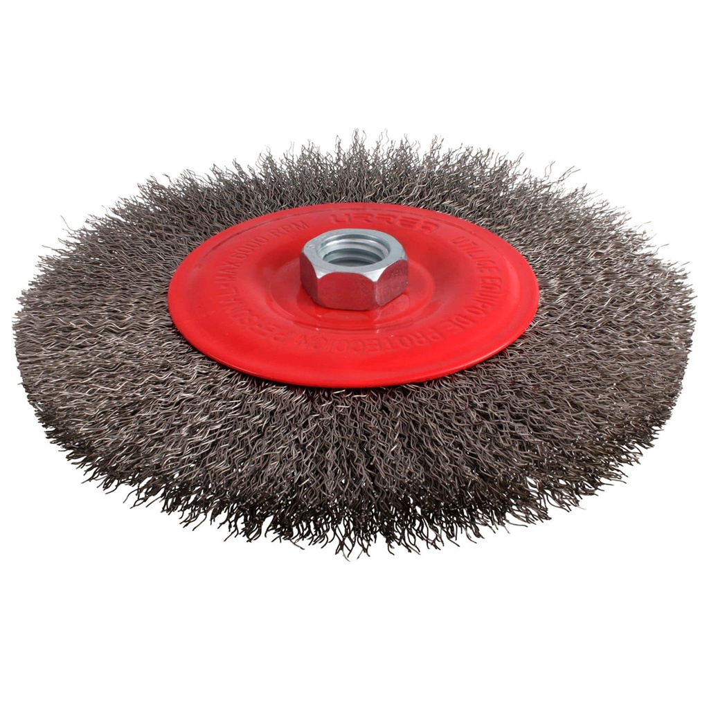 Carda circular ondulada alambre delgado 6" x 0.30 mm con rosca M14 Urrea
