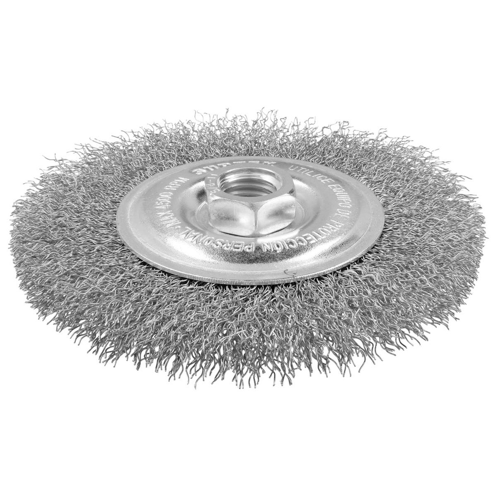 Carda circular ondulada alambre delgado 6" x 0.30 mm con rosca M14 Surtek