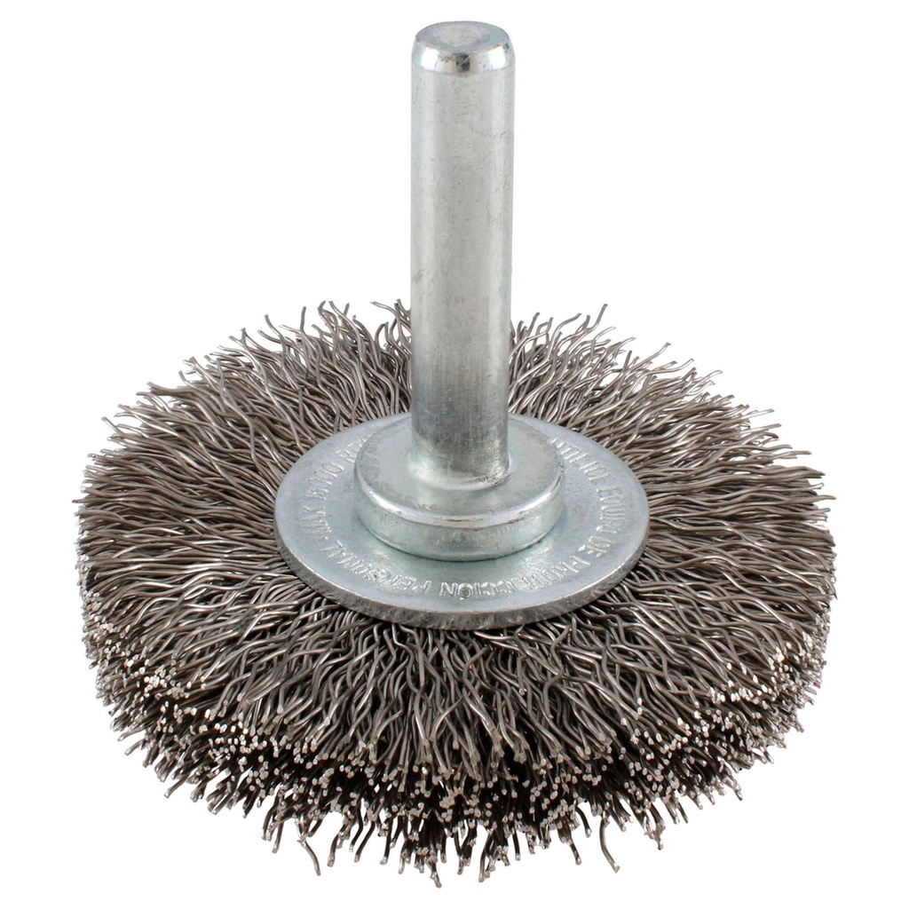 Carda circular ondulada alambre delgado 2-3/4" x 0.30 mm con zanco 1/4 Urrea