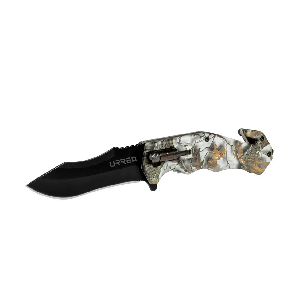 Navaja abatible de acero inoxidable para campamento con luz, 8-3/4" Urrea