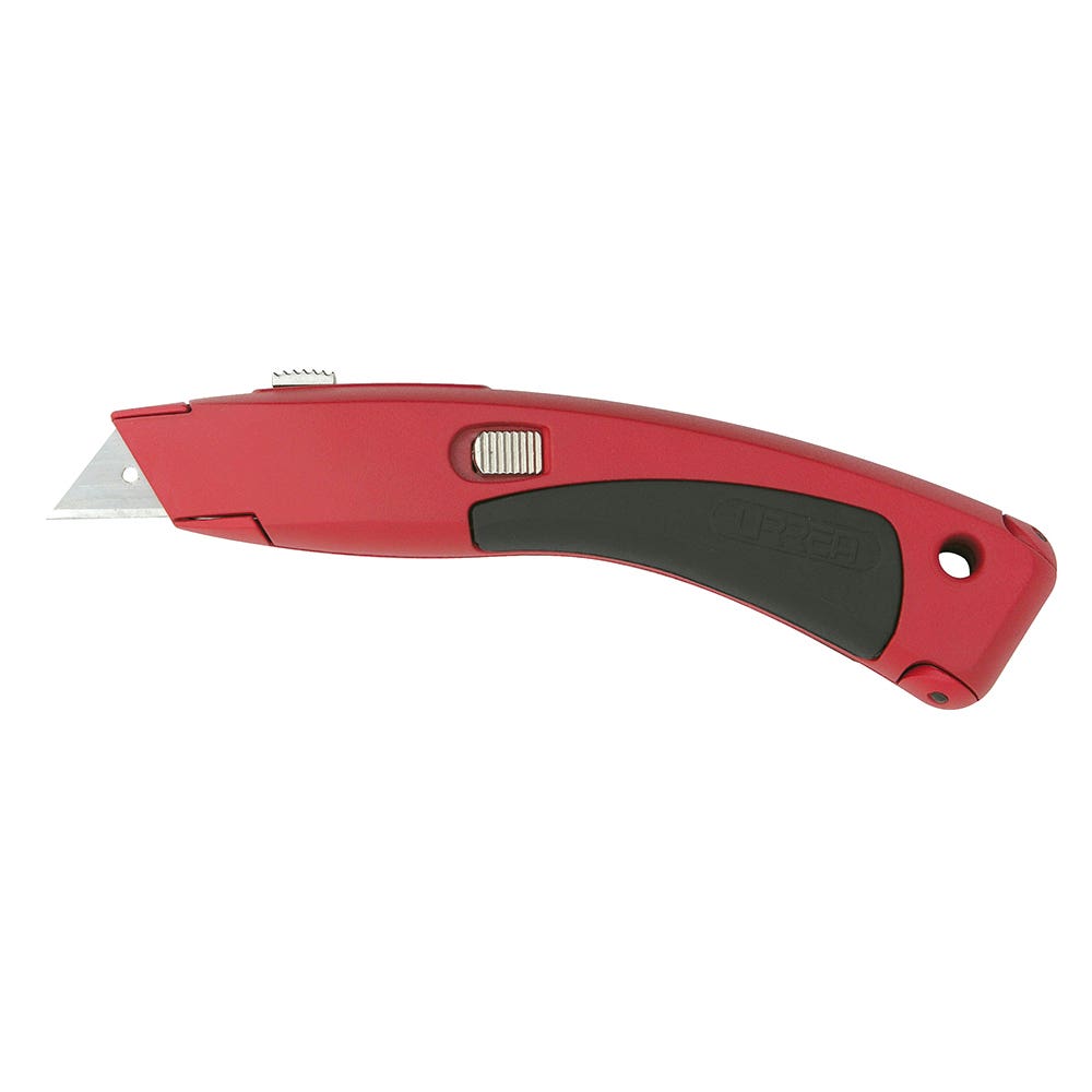 Navaja utilitaria retráctil curva, 7-1/2", cuerpo de zamac Urrea