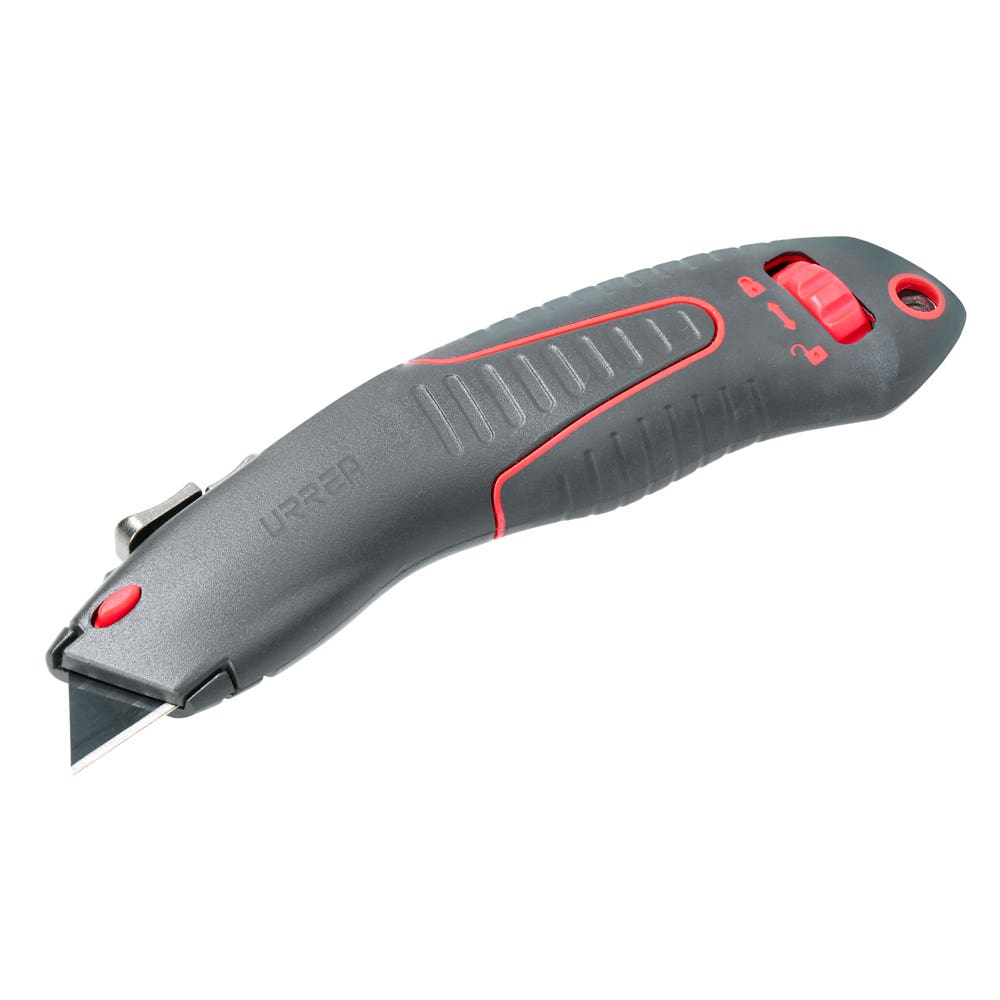 Navaja utilitaria retráctil curva, 7", hoja recubierta con PTFE Urrea