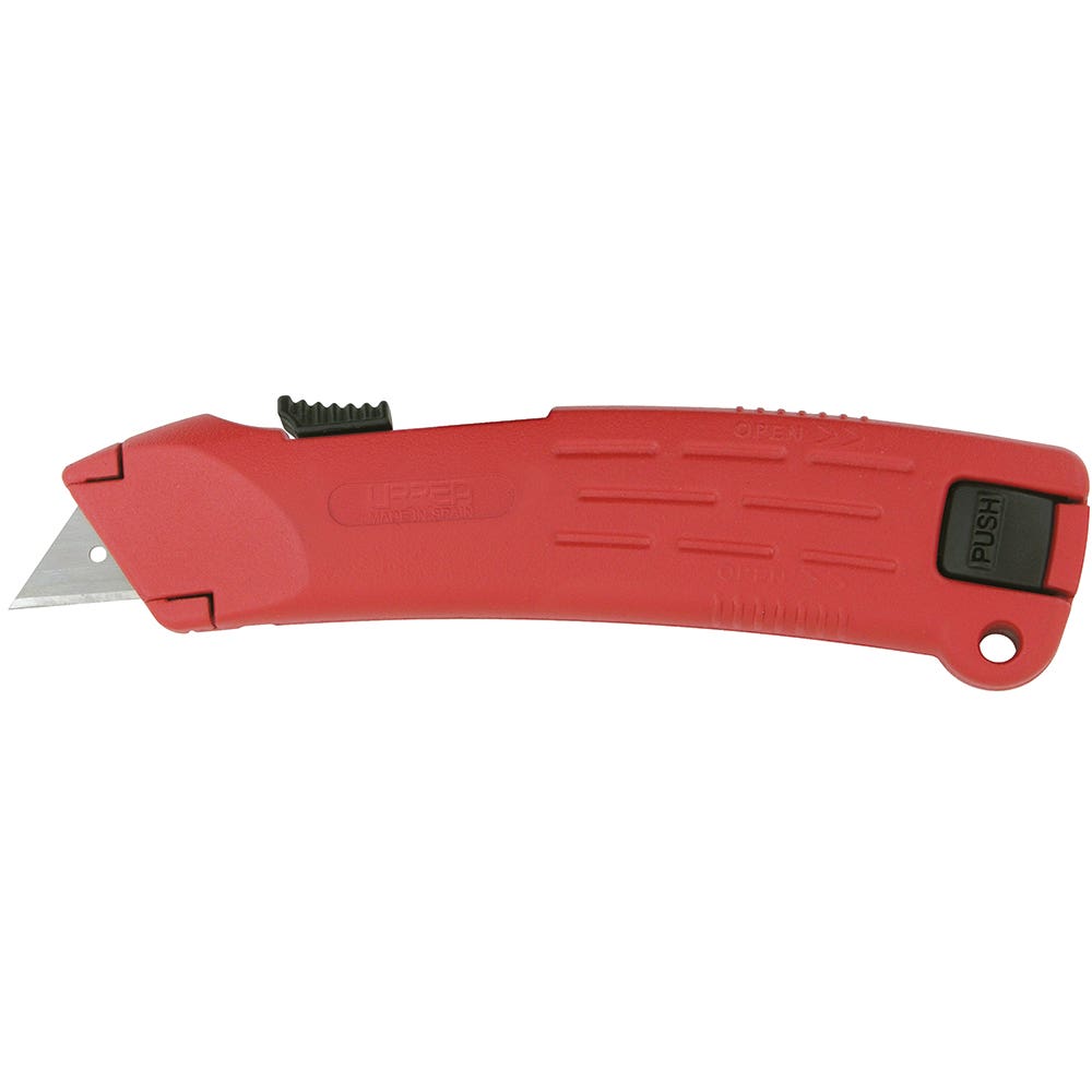 Navaja utilitaria retráctil automática de seguridad, 6-3/4" , cuerpo de zamac Urrea