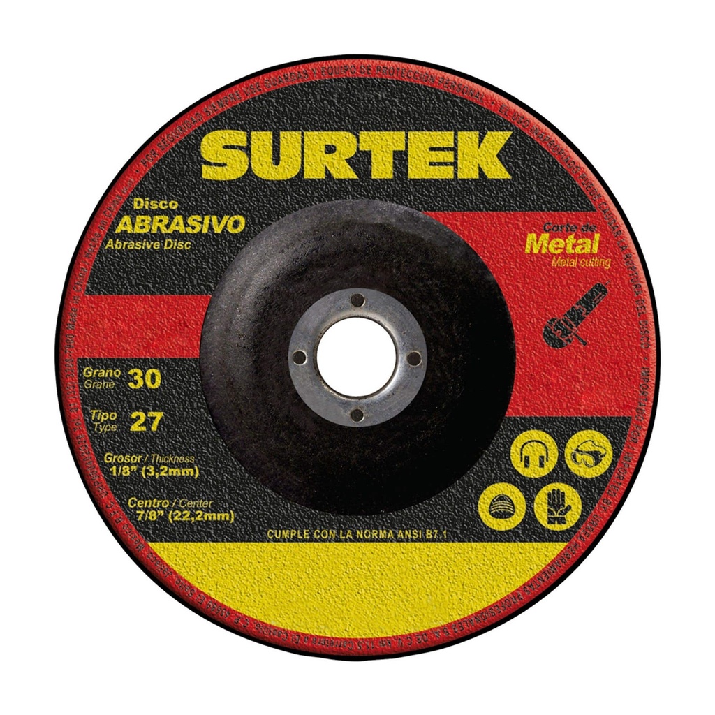 Disco abrasivo tipo 27 para metal, 9" x 1/8" Surtek